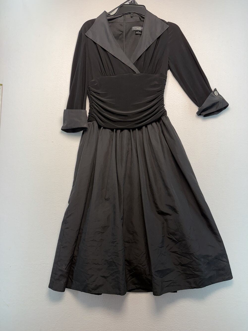 Jessica Howard Midi dress Black 3/4 Sleeve Size 6 Party Dance Wedding Modest